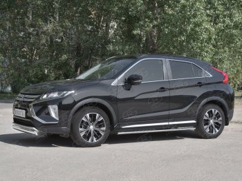 9 649 р. Защита переднего бампера (Ø75х42 мм, нержавейка) Russtal  Mitsubishi Eclipse Cross  GK (2017-2021) дорестайлинг  с доставкой в г. Королёв. Увеличить фотографию 2