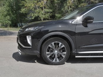 9 649 р. Защита переднего бампера (Ø75х42 мм, нержавейка) Russtal  Mitsubishi Eclipse Cross  GK (2017-2021) дорестайлинг  с доставкой в г. Королёв. Увеличить фотографию 3