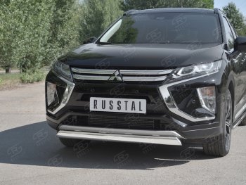 9 649 р. Защита переднего бампера (Ø75х42 мм, нержавейка) Russtal  Mitsubishi Eclipse Cross  GK (2017-2021) дорестайлинг  с доставкой в г. Королёв. Увеличить фотографию 4