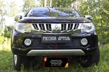 2 249 р. Защитная сетка решетки переднего бампера (шагрень) РА  Mitsubishi L200  5 KK,KL (2015-2019) дорестайлинг  с доставкой в г. Королёв. Увеличить фотографию 3