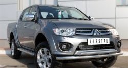 20 849 р. Защита переднего бампера (2 трубыØ63 мм, нержавейка) SLITKOFF  Mitsubishi L200  5 KK,KL (2015-2019) дорестайлинг  с доставкой в г. Королёв. Увеличить фотографию 4