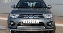 Защита переднего бампера (2 трубыØ63 мм, нержавейка) SLITKOFF Mitsubishi (Митсубиси) L200 (л)  5 KK,KL (2015-2019) 5 KK,KL дорестайлинг