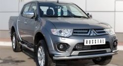 15 599 р. Защита переднего бампера (2 трубыØ63 и 42 мм, нержавейка) SLITKOFF  Mitsubishi L200  5 KK,KL (2015-2019) дорестайлинг  с доставкой в г. Королёв. Увеличить фотографию 2