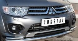 15 599 р. Защита переднего бампера (2 трубыØ63 и 42 мм, нержавейка) SLITKOFF  Mitsubishi L200  5 KK,KL (2015-2019) дорестайлинг  с доставкой в г. Королёв. Увеличить фотографию 3