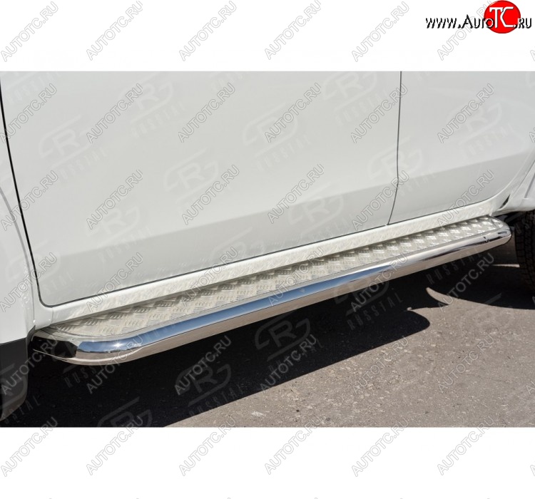 43 999 р. Порожки для ног (Ø63) SLITKOFF  Mitsubishi L200  5 KK,KL (2015-2019) дорестайлинг (лист - нержавейка, профиль - нержавейка)  с доставкой в г. Королёв