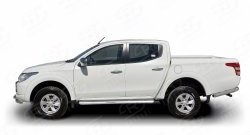 24 749 р. Широкая защита порогов (рестайлинг) Russtal Mitsubishi L200 5 KK,KL дорестайлинг (2015-2019) (Защита порогов с со скосами на торцах (вариант 1))  с доставкой в г. Королёв. Увеличить фотографию 3