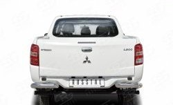 Защита заднего бампера (Ø76 мм уголки, нержавейка) SLITKOFF Mitsubishi L200 5 KK,KL рестайлинг (2018-2022)