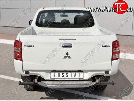 22 849 р. Защита заднего бампера (труба d63 с листом) SLITKOFF  Mitsubishi L200  5 KK,KL (2015-2019) дорестайлинг (Лист алюминий/профиль нержавейка)  с доставкой в г. Королёв