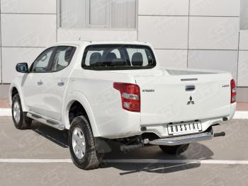 22 849 р. Защита заднего бампера (труба d63 с листом) SLITKOFF  Mitsubishi L200  5 KK,KL (2015-2019) дорестайлинг (Лист алюминий/профиль нержавейка)  с доставкой в г. Королёв. Увеличить фотографию 3