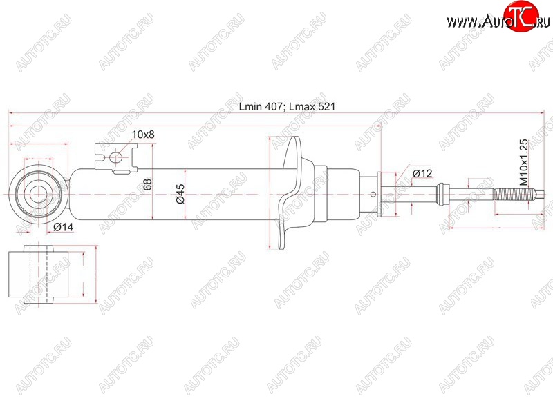 2 469 р. Амортизатор передний LH=RH SAT Mitsubishi L200 4  дорестайлинг (2006-2014)  с доставкой в г. Королёв