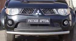 Защитная сетка решетки переднего бампера РА Mitsubishi (Митсубиси) L200 (л)  4 (2006-2014) 4  дорестайлинг