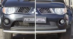 1 559 р. Зимняя заглушка решетки переднего бампера РА Mitsubishi L200 4  дорестайлинг (2006-2014)  с доставкой в г. Королёв. Увеличить фотографию 2