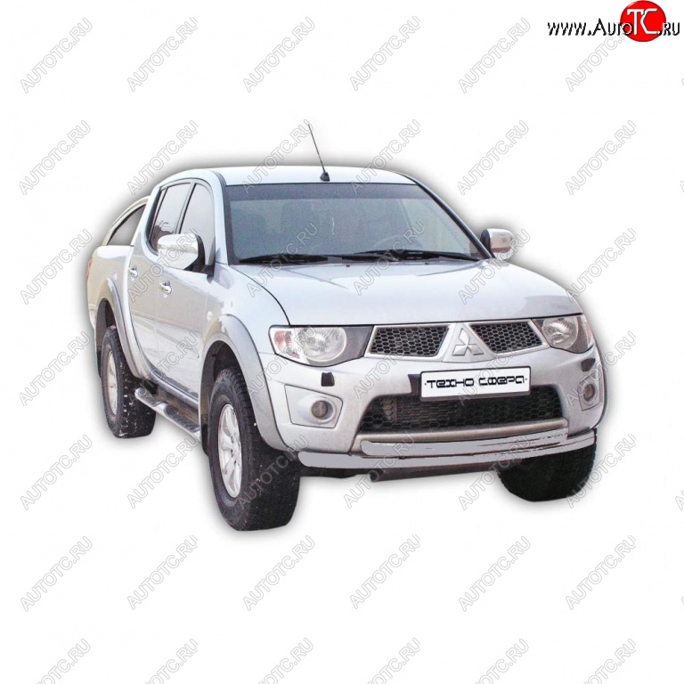 10 599 р. Защита переднего бампера ТехноСфера (Техно Сфера) Mitsubishi L200 4  дорестайлинг (2006-2014) (Серебристый)  с доставкой в г. Королёв