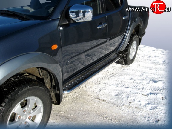 15 349 р. Широкая защита порогов с трубой диаметром 57 мм Slitkoff Mitsubishi L200 5 KK,KL рестайлинг (2018-2022)  с доставкой в г. Королёв