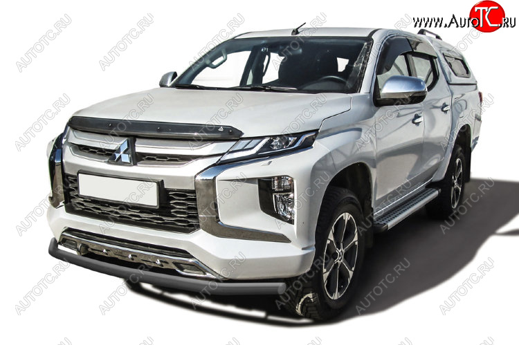 10 399 р. Защита переднего бампера Slitkoff (Ø 57 мм)  Mitsubishi L200  5 KK,KL (2018-2022) рестайлинг (Сталь с полимерным покрытием. Цвет: серебристый)  с доставкой в г. Королёв