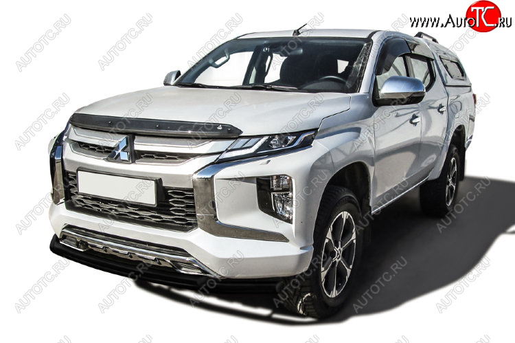 12 549 р. Защита переднего бампера Slitkoff (Ø 57+Ø 42, двойная)  Mitsubishi L200  5 KK,KL (2018-2022) рестайлинг (Сталь с полимерным покрытием. Цвет: черный)  с доставкой в г. Королёв