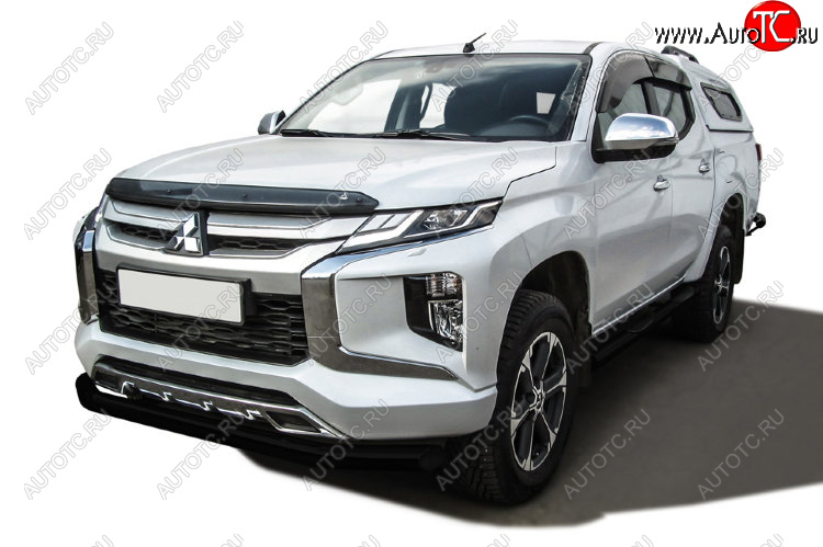 10 399 р. Защита переднего бампера Slitkoff (Ø 76 мм)  Mitsubishi L200  5 KK,KL (2018-2022) рестайлинг (Сталь с полимерным покрытием. Цвет: черный)  с доставкой в г. Королёв