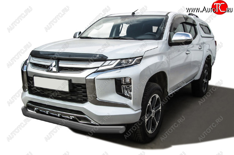 10 399 р. Защита переднего бампера Slitkoff (Ø 76 мм)  Mitsubishi L200  5 KK,KL (2018-2022) рестайлинг (Сталь с полимерным покрытием. Цвет: серебристый)  с доставкой в г. Королёв