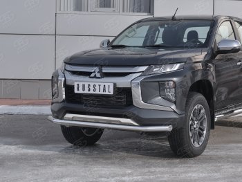 20 649 р. Защита переднего бампера (Ø 63 мм, нержавейка) SLITKOFF  Mitsubishi L200  5 KK,KL (2018-2022) рестайлинг  с доставкой в г. Королёв. Увеличить фотографию 2