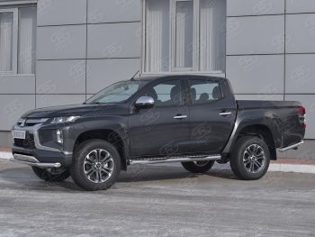 20 649 р. Защита переднего бампера (Ø 63 мм, нержавейка) SLITKOFF  Mitsubishi L200  5 KK,KL (2018-2022) рестайлинг  с доставкой в г. Королёв. Увеличить фотографию 3