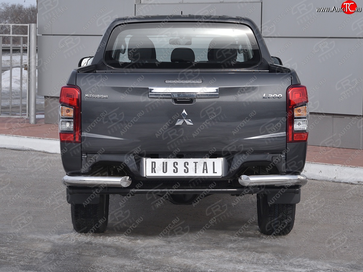 16 599 р. Защита заднего бампера (Ø76 мм уголки, нержавейка) SLITKOFF Mitsubishi L200 5 KK,KL рестайлинг (2018-2022)  с доставкой в г. Королёв