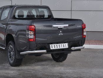 16 599 р. Защита заднего бампера (Ø76 мм уголки, нержавейка) SLITKOFF Mitsubishi L200 5 KK,KL рестайлинг (2018-2022)  с доставкой в г. Королёв. Увеличить фотографию 3