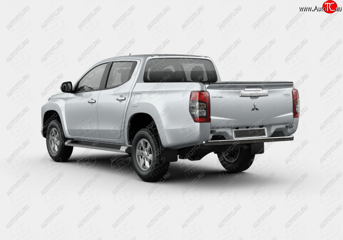 12 949 р. Защита заднего бампера (Ø57 мм) SLITKOFF Mitsubishi L200 5 KK,KL рестайлинг (2018-2022) (нержавейка с полимерным покрытием, черный)  с доставкой в г. Королёв