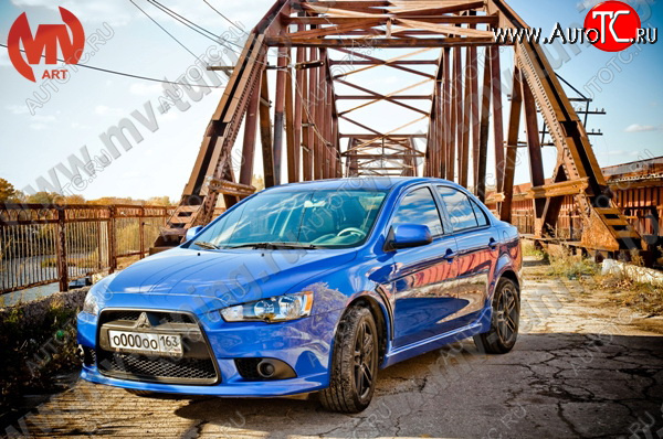 6 599 р. Накладки порогов EVO Mitsubishi Lancer 10 седан дорестайлинг (2007-2010) (Неокрашенные)  с доставкой в г. Королёв