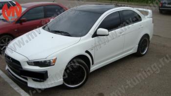 6 599 р. Накладки порогов EVO Mitsubishi Lancer 10 седан дорестайлинг (2007-2010) (Неокрашенные)  с доставкой в г. Королёв. Увеличить фотографию 3