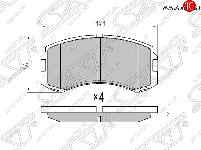 1 199 р. Колодки тормозные SAT (передние)  Mitsubishi Lancer Cedia  9 (2000-2003) CS универсал  с доставкой в г. Королёв