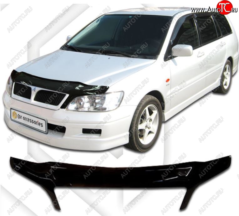 2 369 р. Дефлектор капота CA-Plastiс exclusive  Mitsubishi Lancer  9 (2003-2005) 1-ый рестайлинг универсал (Classic черный, Без надписи)  с доставкой в г. Королёв