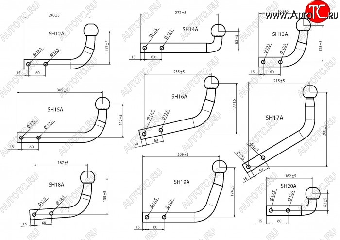 1 039 р. Шар фаркопа Лидер Плюс + тип А Chery Indis S18 (2011-2016) (ТИП: SH14A)  с доставкой в г. Королёв