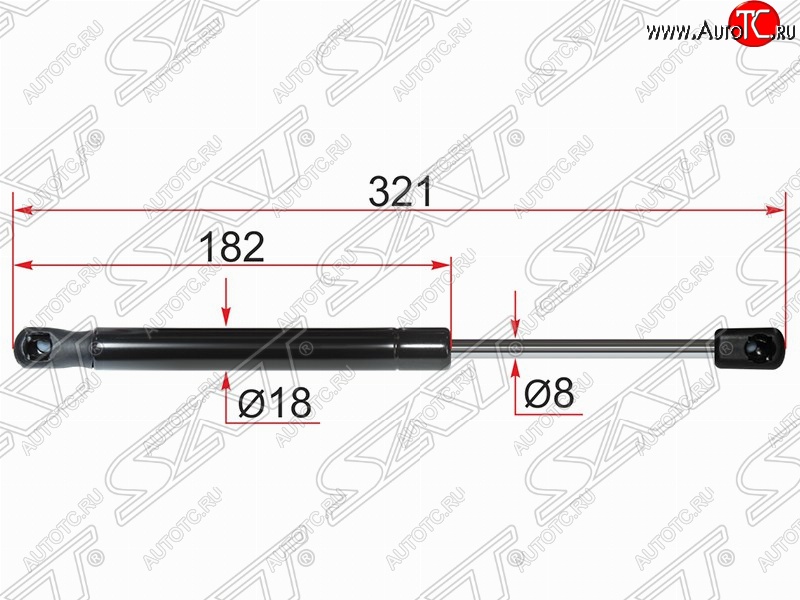 639 р. Газовый упор крышки багажника SAT  Mitsubishi Lancer  10 (2007-2017) седан дорестайлинг, хэтчбэк дорестайлинг, седан рестайлинг, хэтчбек 5 дв рестайлинг  с доставкой в г. Королёв