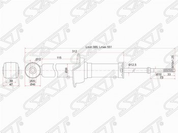 2 799 р. Амортизатор задний SAT (установка на левую или правую сторону) Mitsubishi Lancer 10 седан дорестайлинг (2007-2010)  с доставкой в г. Королёв. Увеличить фотографию 2