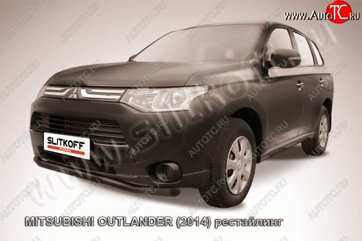 11 749 р. защита переднего бампера Slitkoff (57 мм)  Mitsubishi Outlander  GF (2014-2016) 1-ый рестайлинг (Цвет: серебристый)  с доставкой в г. Королёв