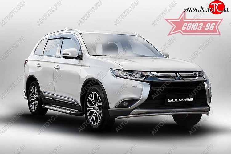 9 404 р. Защита переднего бампера Souz-96 (d42) Mitsubishi Outlander GF 2-ой рестайлинг (2015-2018)  с доставкой в г. Королёв