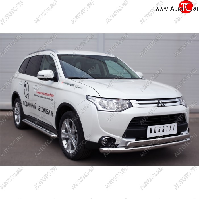 38 999 р. Широкая защита порогов с трубой диаметром 42 мм SLITKOFF v3 Mitsubishi Outlander GF 2-ой рестайлинг (2015-2018)  с доставкой в г. Королёв