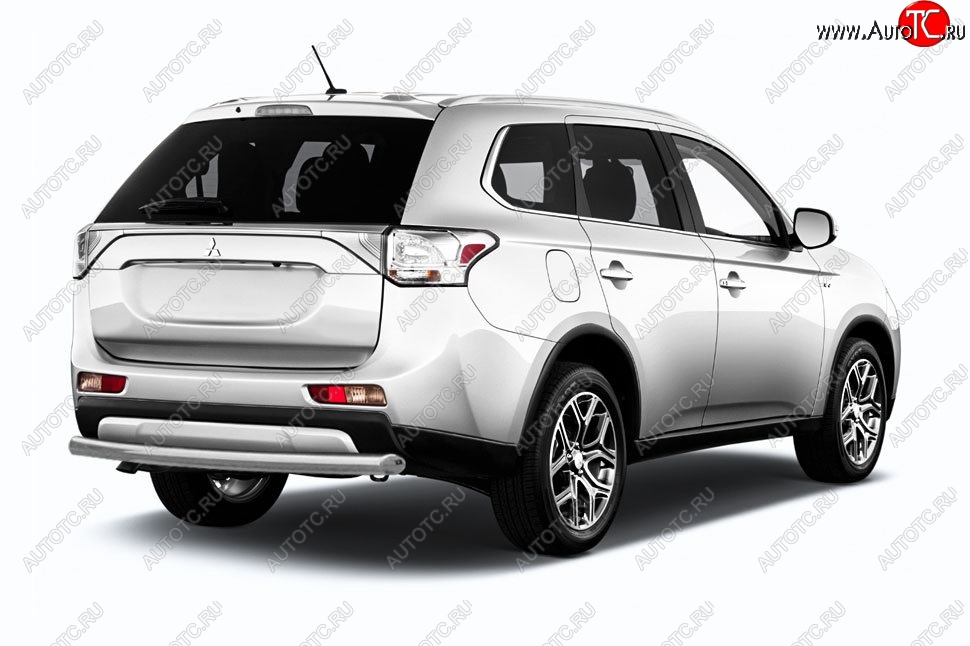 8 999 р. Защита заднего бампера Slitkoff (короткая, d57)  Mitsubishi Outlander  GF (2015-2018) 2-ой рестайлинг (Нержавейка, Полированная)  с доставкой в г. Королёв