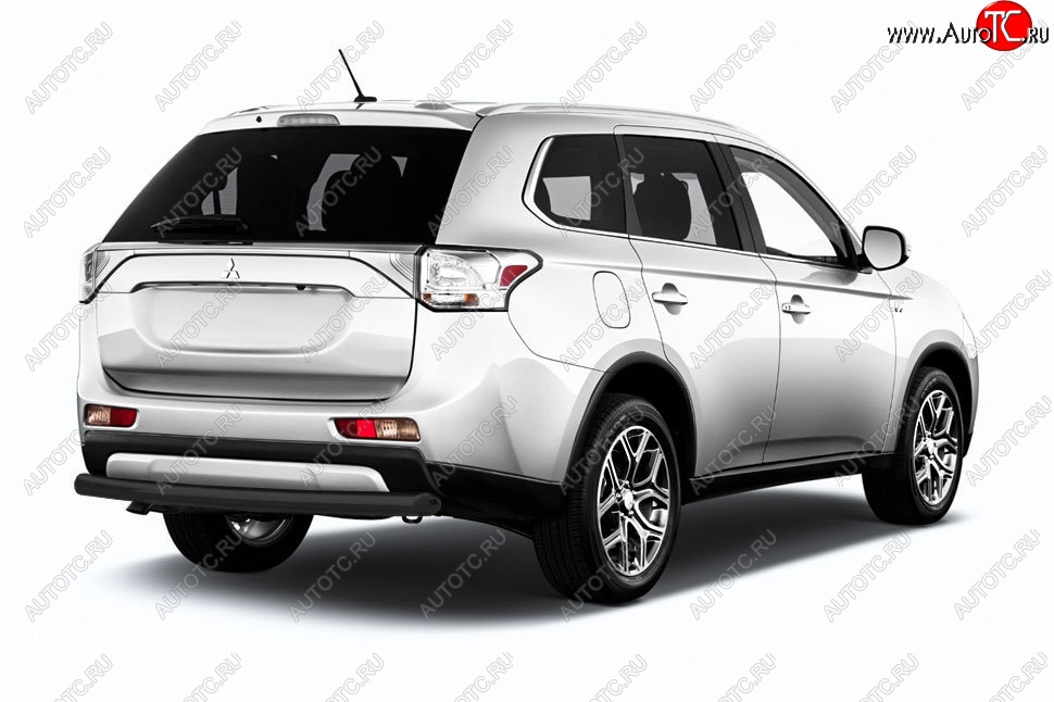 6 999 р. Защита заднего бампера Slitkoff (короткая, d57)  Mitsubishi Outlander  GF (2015-2018) 2-ой рестайлинг (Сталь с полимерным покрытием. Цвет: чёрный)  с доставкой в г. Королёв