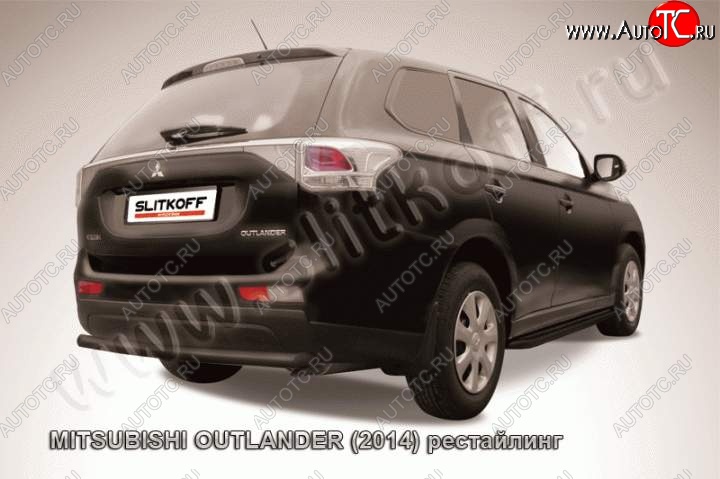 6 349 р. Защита задняя Slitkoff (57 мм)  Mitsubishi Outlander  GF (2014-2016) 1-ый рестайлинг (Цвет: серебристый)  с доставкой в г. Королёв