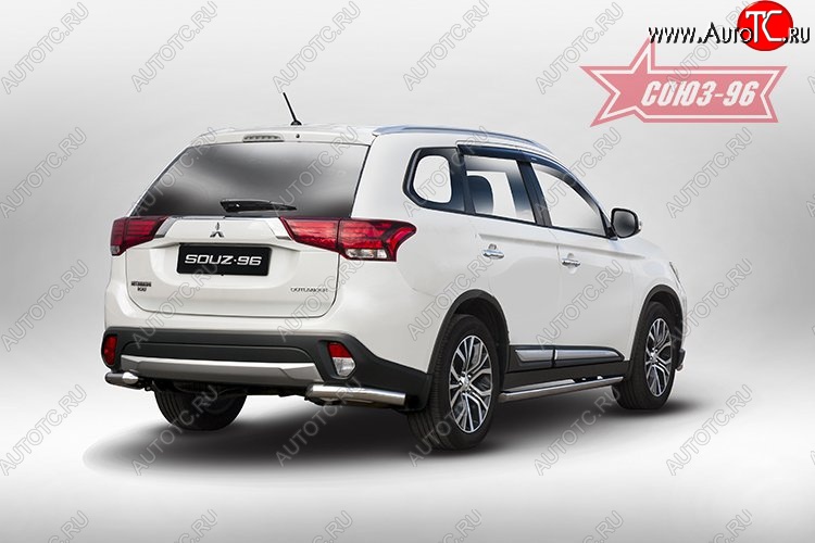 8 504 р. Защита заднего бампера из боковых полированых уголков (d60) Souz-96 Mitsubishi Outlander GF 2-ой рестайлинг (2015-2018)  с доставкой в г. Королёв