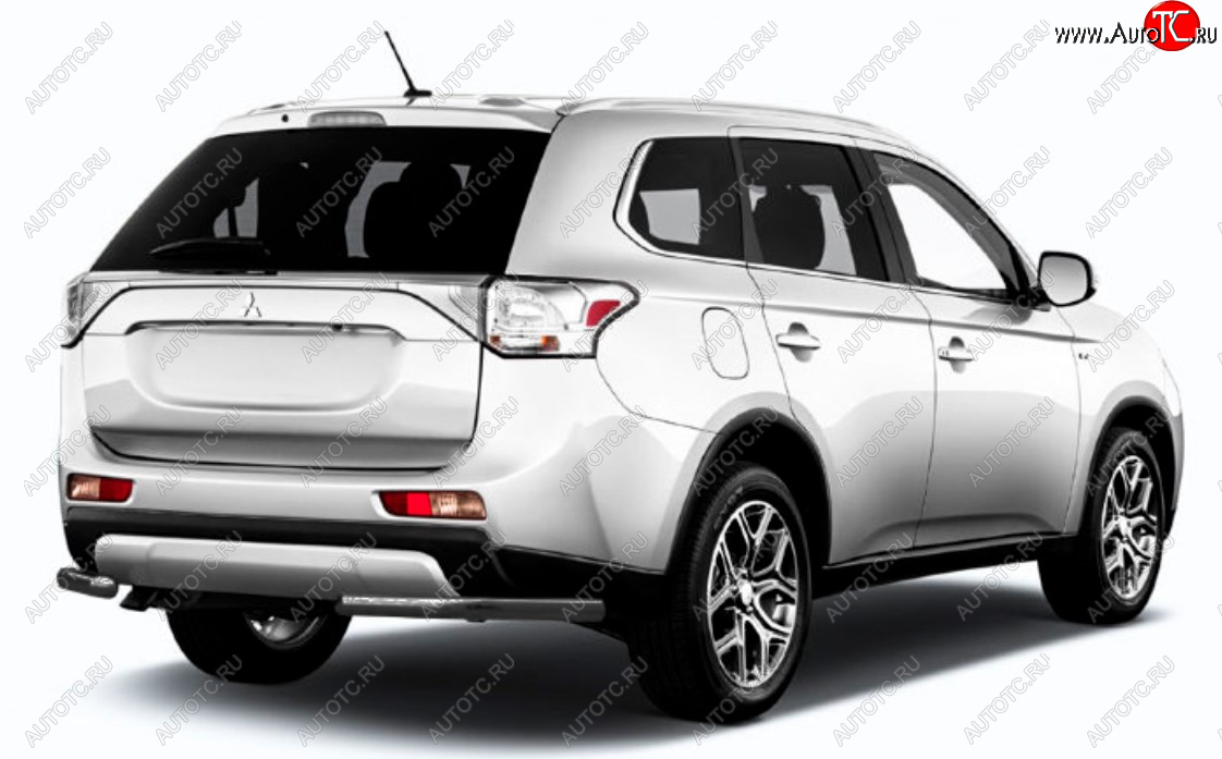 6 349 р. Защита заднего бампера Slitkoff (Ø 57 мм) Mitsubishi Outlander GF 2-ой рестайлинг (2015-2018) (Сталь с полимерным покрытием. Цвет: черный)  с доставкой в г. Королёв