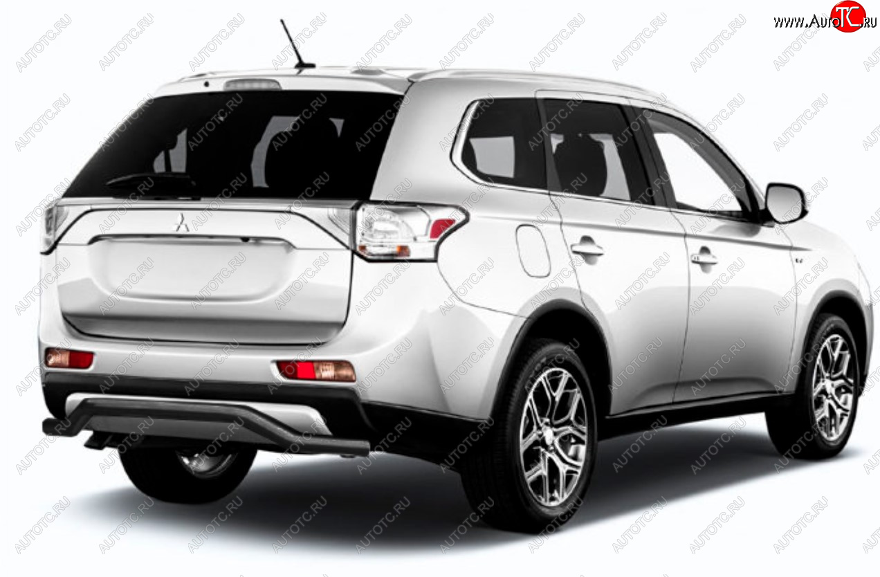 8 349 р. Защита заднего бампера Slitkoff (Ø 57, волна)  Mitsubishi Outlander  GF (2014-2016) 1-ый рестайлинг (Сталь с полимерным покрытием. Цвет: черный)  с доставкой в г. Королёв