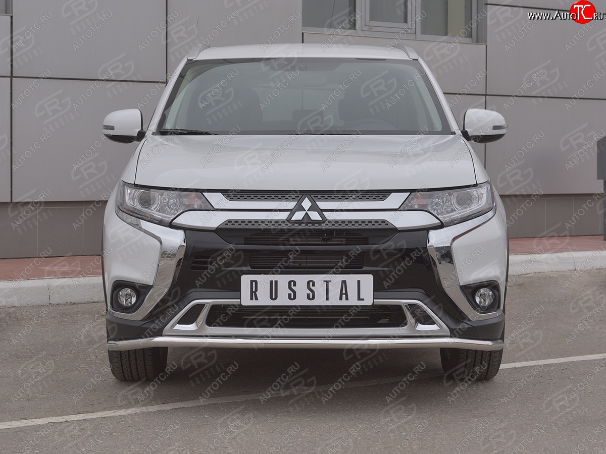 16 349 р. Защита переднего бампера (Ø42 мм, нержавейка) SLITKOFF  Mitsubishi Outlander  GF (2018-2022) 3-ий рестайлинг  с доставкой в г. Королёв