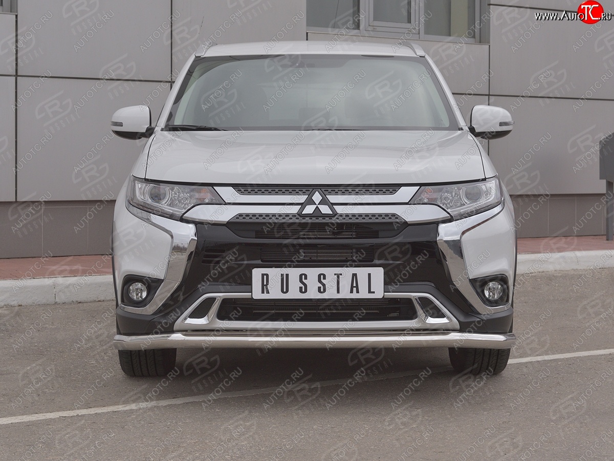 16 799 р. Защита переднего бампера (Ø 63 мм, нержавейка) SLITKOFF  Mitsubishi Outlander  GF (2018-2022) 3-ий рестайлинг  с доставкой в г. Королёв