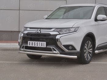 16 799 р. Защита переднего бампера (Ø 63 мм, нержавейка) SLITKOFF  Mitsubishi Outlander  GF (2018-2022) 3-ий рестайлинг  с доставкой в г. Королёв. Увеличить фотографию 2