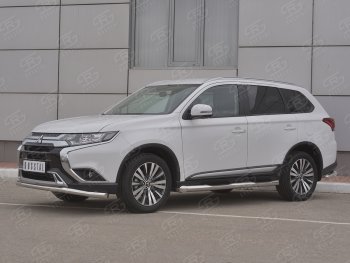 16 799 р. Защита переднего бампера (Ø 63 мм, нержавейка) SLITKOFF  Mitsubishi Outlander  GF (2018-2022) 3-ий рестайлинг  с доставкой в г. Королёв. Увеличить фотографию 3