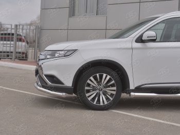 16 799 р. Защита переднего бампера (Ø 63 мм, нержавейка) SLITKOFF  Mitsubishi Outlander  GF (2018-2022) 3-ий рестайлинг  с доставкой в г. Королёв. Увеличить фотографию 4