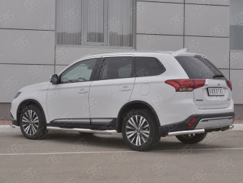 13 899 р. Защита заднего бампера (Ø63 мм уголки, нержавейка) SLITKOFF Mitsubishi Outlander GF 3-ий рестайлинг (2018-2022)  с доставкой в г. Королёв. Увеличить фотографию 2