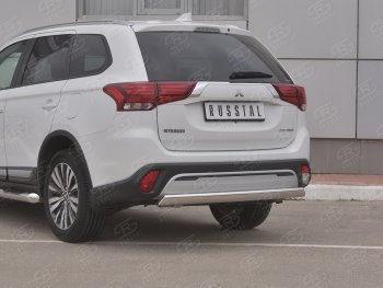 15 999 р. Защита заднего бампера (Ø75x42 мм, нержавейка) Russtal Mitsubishi Outlander GF 3-ий рестайлинг (2018-2022)  с доставкой в г. Королёв. Увеличить фотографию 1